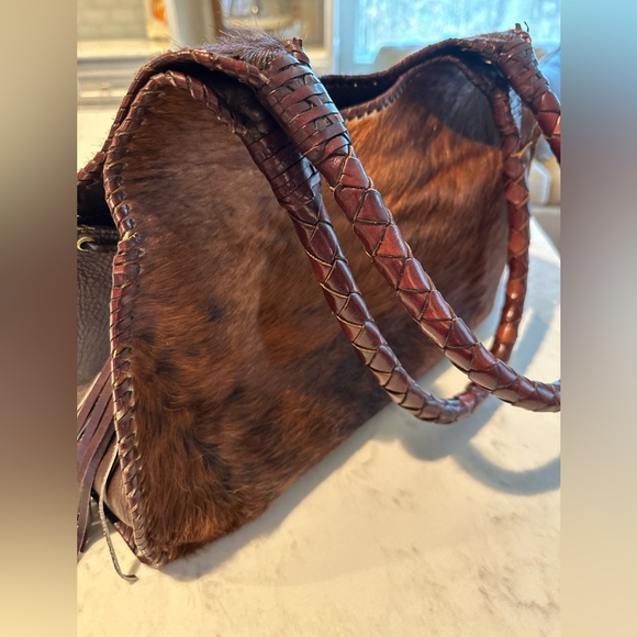 Handmade leather/cowhide bag by Origenes of Todos Santos,MX. Brown-Brown/tan. - Picture 7 of 10